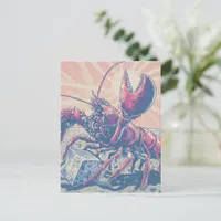 Maine Lobster Breaking Ice Cube Retro Postcard