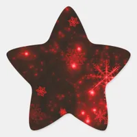 Snowflakes on Deep Red Background Star Sticker