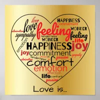 Love Is Heart Shaped Word Cloud Repeat Typography Poster