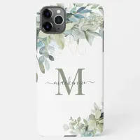 Elegant Eucalyptus Botanical Floral Monogram iPhone 11Pro Max Case