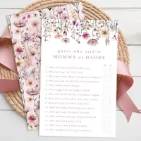 Pink Floral Mommy or Daddy Baby Shower Game – Dust