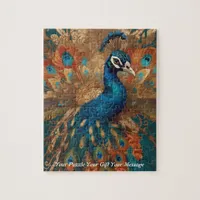 Beautiful Cute Boho peacock bird Jigsaw Puzzle