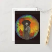 Black and White Woman With Colorful Background Postcard