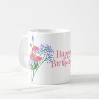 Colorful Wildflower Floral - Happy Birthday  Coffee Mug