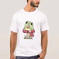 Mushroom Frog Goblincore Mycology Creative Style T-Shirt