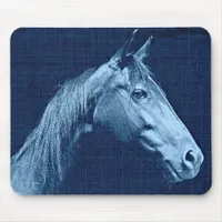 Blue Horse Mouse Pad