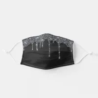 Metallic Black Dripping Glitter Cloth Face Mask