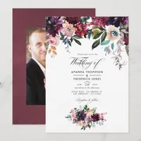 Bordeaux Wine Colorways Wedding Photo Invitation