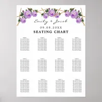 Seating Chart Gold Geometric Purple Floral Wed 120