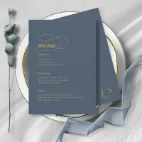 Simple Elegance Wedding Menu Blue ID1022