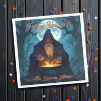 A Warlock Brewing up a Halloween Party Paper Dinner Napkins