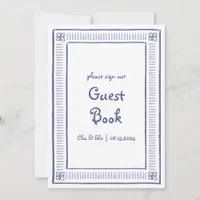 Blue Quirky Hand Drawn Wedding Guest Book Sign