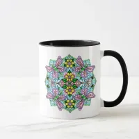 Pink Butterfly Mandala Whimsical Hand Drawn   Mug