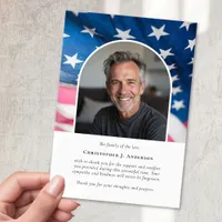 US Flag Military Patriotic Sympathy Photo Funeral Thank You Card