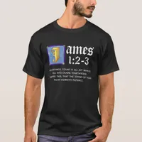 James 1:2 1:3 Blue Illuminated Letter Bible Quote T-Shirt