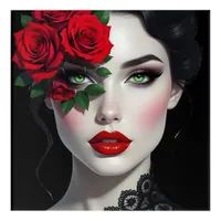 I Love You | Beautiful Woman with Red Rose Acrylic Print