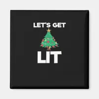 Let's Get Lit Christmas Tree Holiday Drinking Magnet