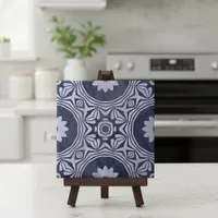 Indigo Blue White Mandala Floral Moroccan Azulejo Ceramic Tile
