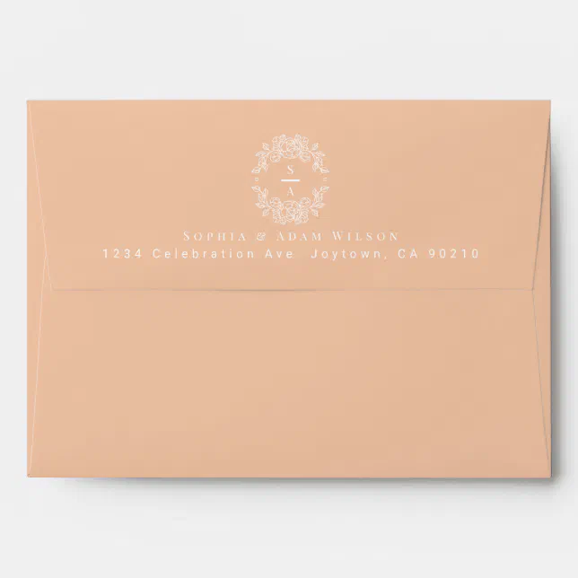 Minimalist Elegant Peach Invitation Belly Band Envelope