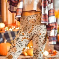 Autumn Fall Berries Leaves and Branches Pattern Leggings