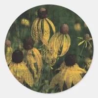 Yellow Wildflowers Classic Round Sticker