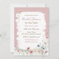 Elegant Watercolor Wildflowers Bridal Shower Invitation