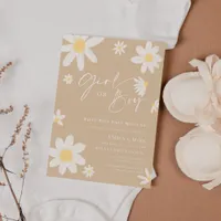 Daisy Beige Girl or Boy Gender Reveal  Invitation