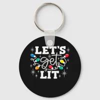 Let's Get Lit Drinking Santa Hat Christmas Lights  Keychain