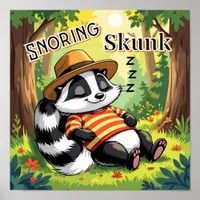 Snoring Skunk | Cute Cartoon Kid's Nursery Art Poster