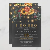 String Lights Sunflowers I DO BBQ Rehearsal Dinner Invitation