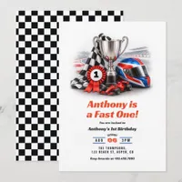 Fast One Race Car 1st Birthday Party Invitation