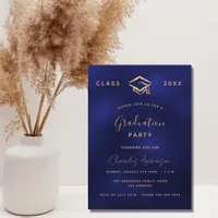Graduation navy blue gold simple 2025 invitation
