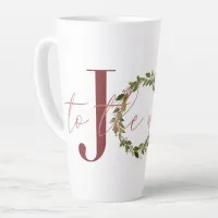 Elegant Joy to the World Christmas Wreath Latte Mug