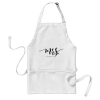 Mrs Black And White Newlywed Bride Personalized Adult Apron