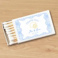 Chic Italian Lemon Blue Tiles Personalized Wedding Matchboxes
