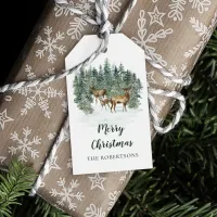 Watercolor Rustic Woodland Deer Christmas Gift Tags