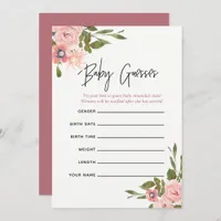 Floral Blush and Rose Gold Baby Predictions Game Invitation