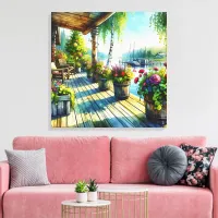 Lake House View | Deck over looking the Bay Canvas Print