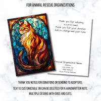 Stained Glass Animal Rescue Organization Cat Thank You Card