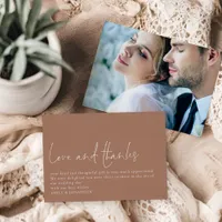 Love Thanks Photo Soft Brown Wedding Thank You Card