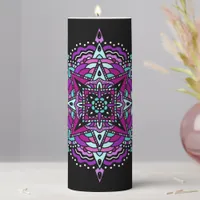 Purple and Teal Mandala  Pillar Candle