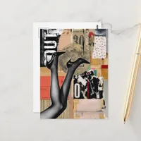 Legs Retro Mixed Media Collage Postcard