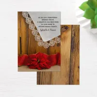 Rustic Red Poinsettia Winter Wedding Charity Favor