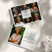 Modern Script 7-Photo Collage Funeral/Memorial Thank You Card