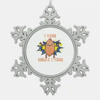 I Yam What I Yam Funny Sweet Potato Thanksgiving S Snowflake Pewter Christmas Ornament