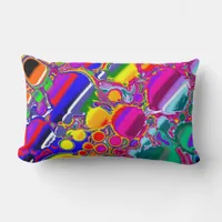 Rainbow Blast Abstract Art   Lumbar Pillow