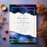 Galaxy Agate Stone Baby Shower Foil Invitation