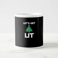 Let's Get Lit Christmas Tree Holiday Drinking Giant Coffee Mug