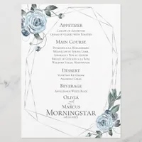 Wedding Menu | Watercolor Dusty Blue Floral