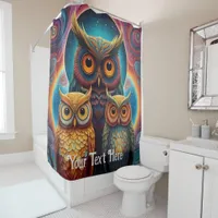 Cosmic Owl: Vibrant Wisdom Shower Curtain